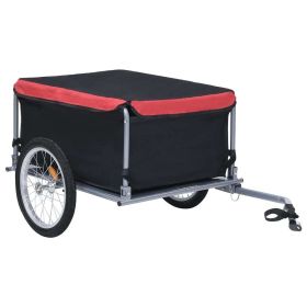 vidaXL Bike Trailer Black and Red 143.3 lb