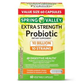 Spring Valley Extra Strength Probiotic Vegetable Capsules, 60 Count