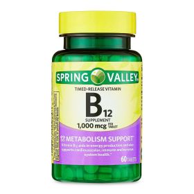 Spring Valley Timed-Release Vitamin B12 Tablets, 1,000 mcg, 60 Count