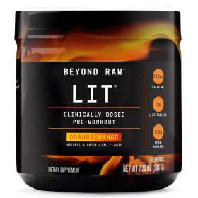 Beyond RawÂ® LIT(TM) Pre-Workout Powder, Orange Mango, 250mg Caffeine, 7.20 oz, 15 Servings