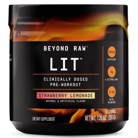 Beyond RawÂ® LIT(TM) Pre-Workout Powder, Strawberry Lemonade, 250mg Caffeine, 7.20 oz