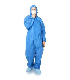 Blue Disposable Coveralls with Hood, XL. 1 Pack 50 GSM PP Painters Suit Disposable. Unisex Hazmat Suits Disposable. Disposable Painters Coveralls with