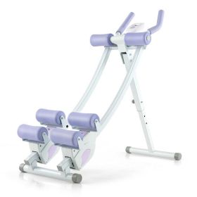 Ab Machine with LCD Monitor and 4 Adjustable Heights-Purple - Color: Purple